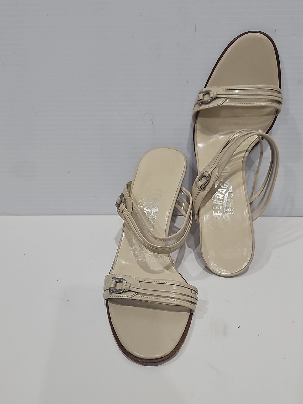 Salvatore Ferragamo Slip On Leather Sandal Size 7.5